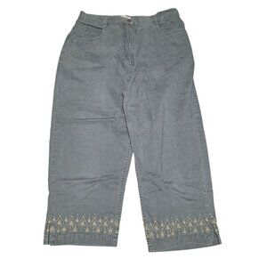 Christopher and Banks Capri Pants Beaded Cropped Green Embelished Womens 14